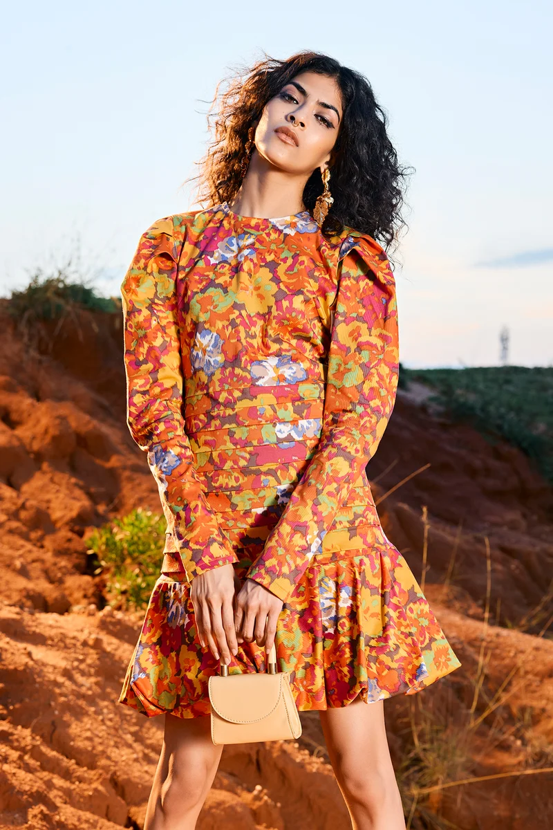 Kaina|Cotton Stretch Floral Bodycon Dress