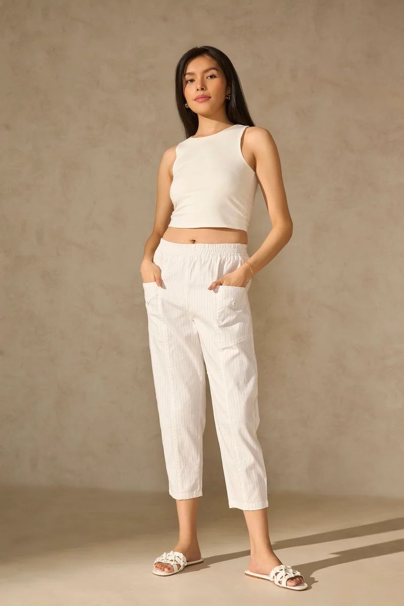 Thalia|Linen Tapered Linen Trousers