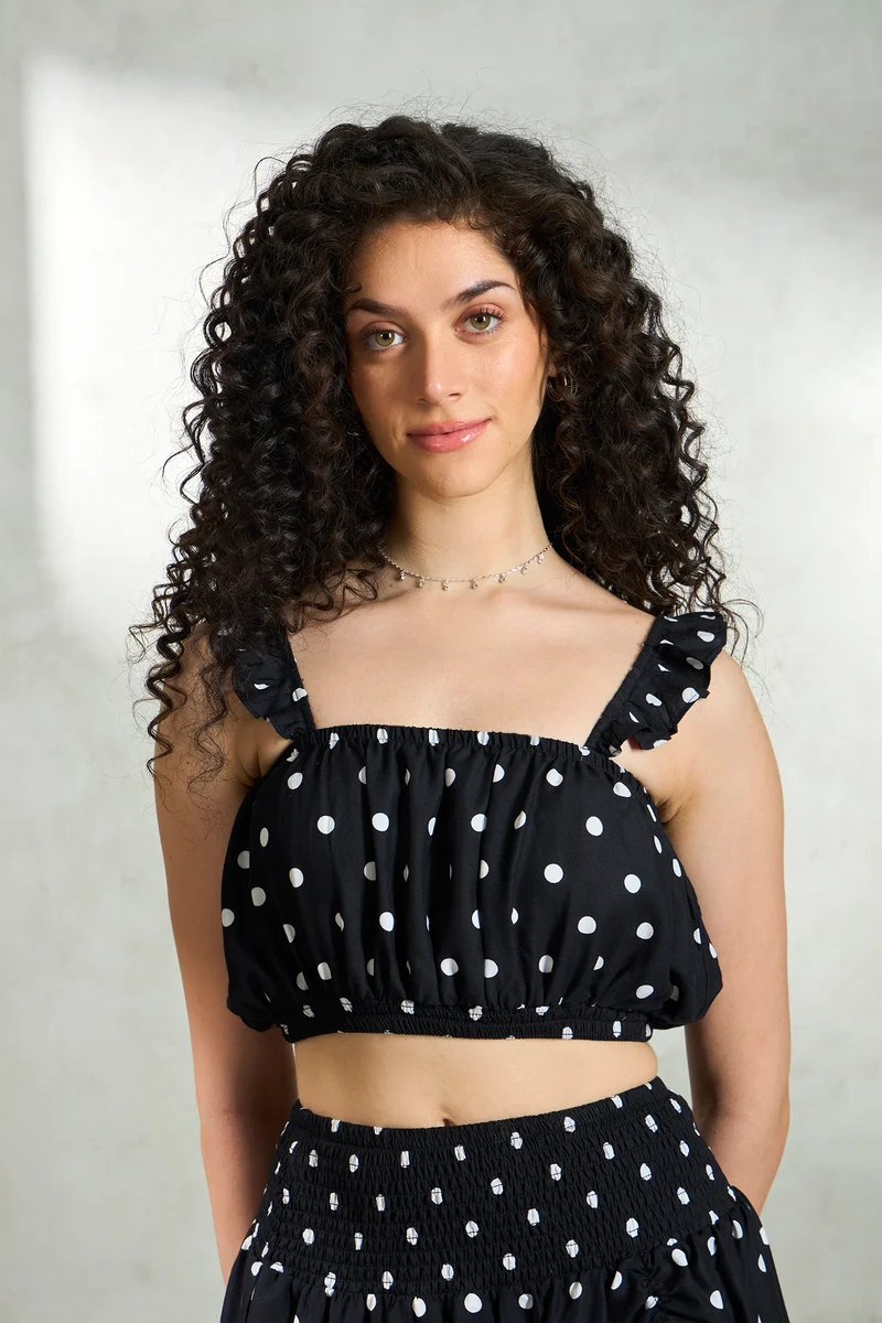 Raahika 2.0 Top|100% Viscose Polka Print Crop Tube Top