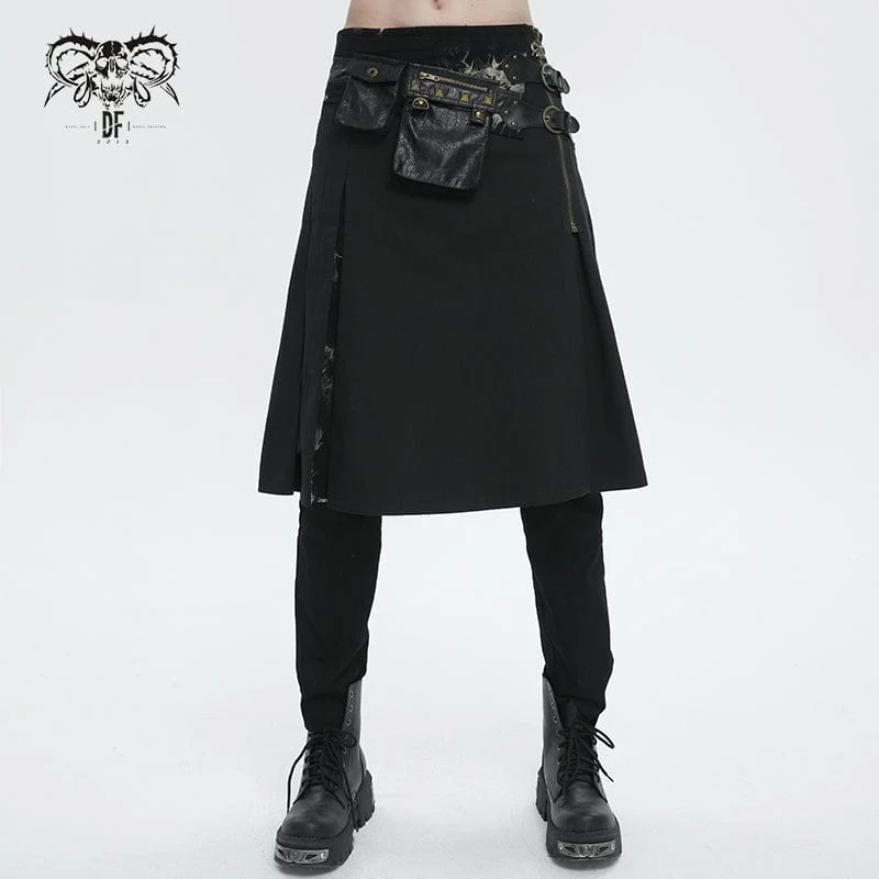 Gothic Tie-dyed Splice Kilt för män med midjeväska