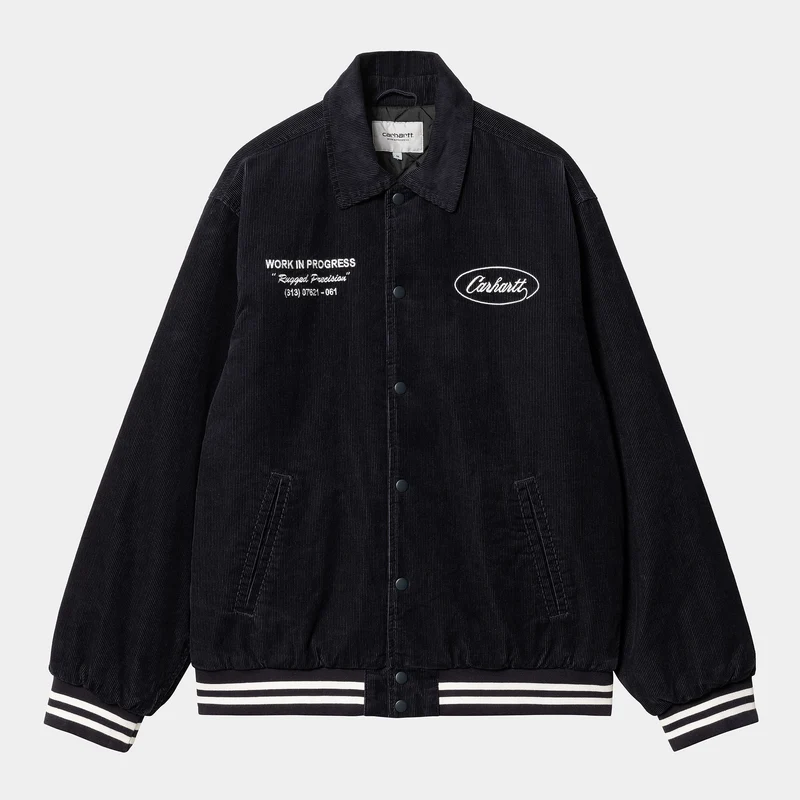 Carhartt WIP Herr Rugged Letterman Jacka - Mörk Marinblå / Vaxad