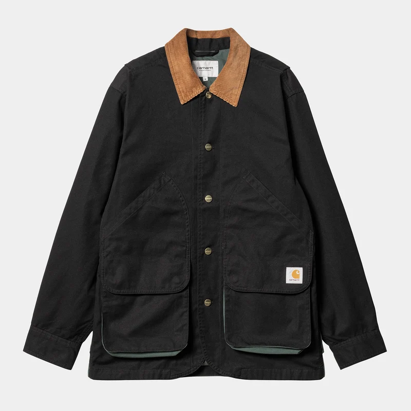 Carhartt WIP Herr Heston Heavy Stone Wash Jacka - Svart / Discovery Green