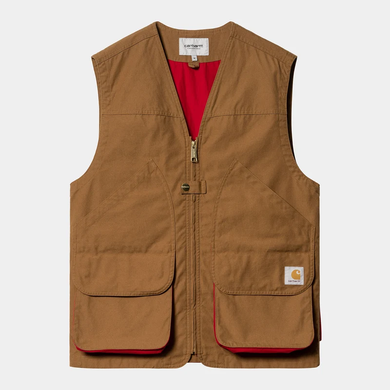 Carhartt WIP Herr Heston Heavy Stone Wash Väst - Hamilton Brun / Körsbär