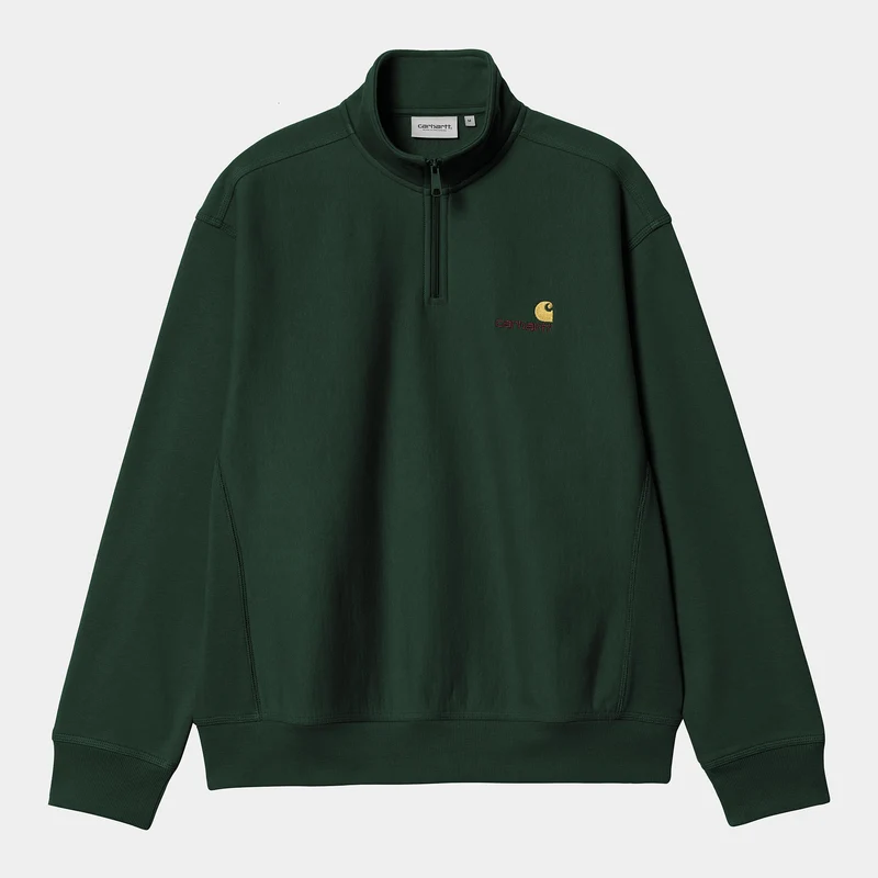 Carhartt WIP Herr Halv dragkedja American Script Träningstopp - Barrträd