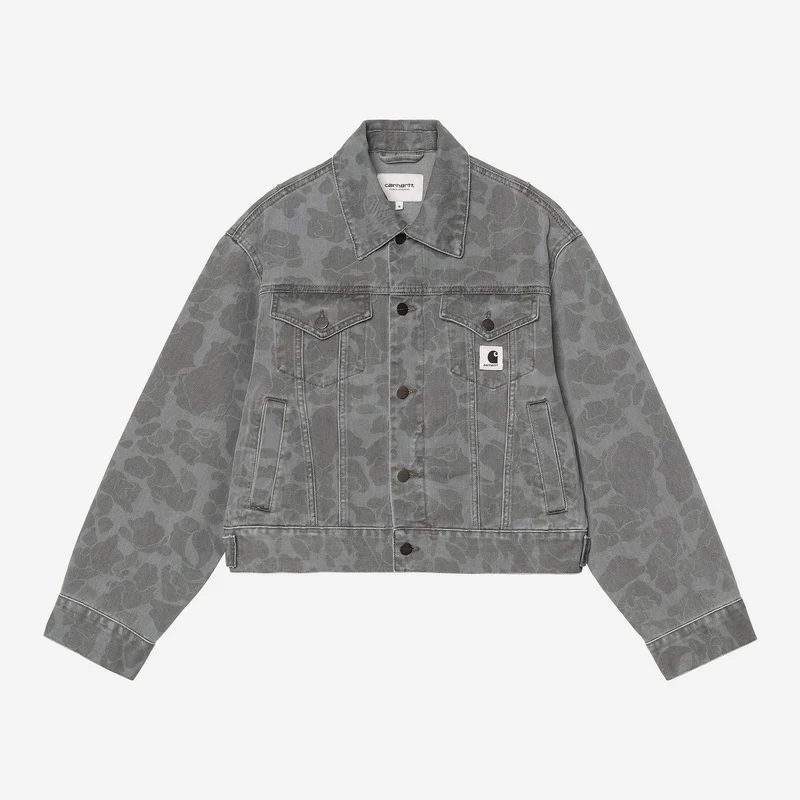 Carhartt WIP Damjacka Duck Orell | Camo Duck Svart Kraftig Blekt