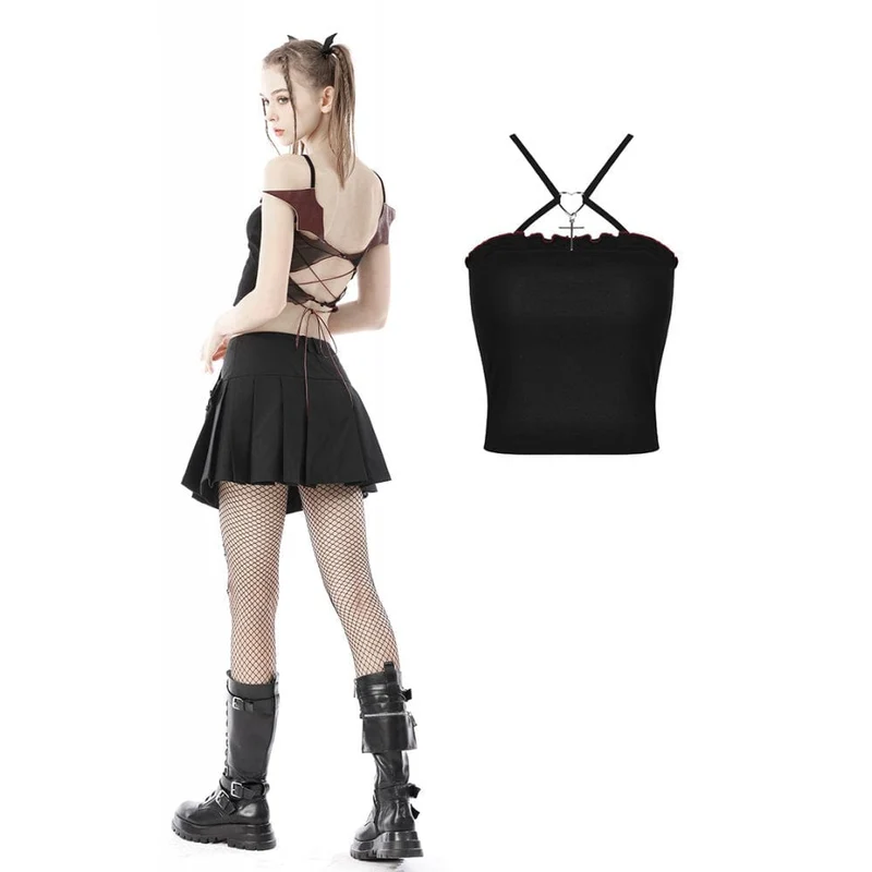Punk Rock Bat Wings Backless Crop Top för kvinnor