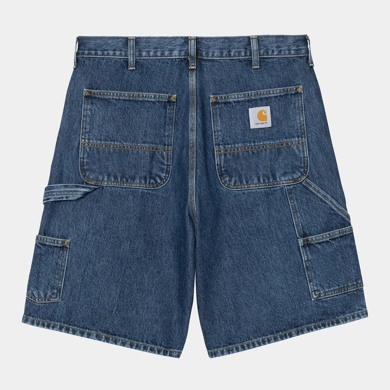 Carhartt WIP Herr Double Knee Smith Jeanshorts | Blå stentvättade