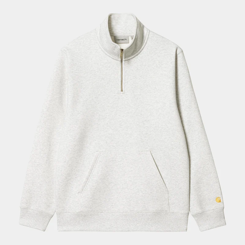 Carhartt WIP Herr Chase Neck Zip Sweat Top - Ash Heather