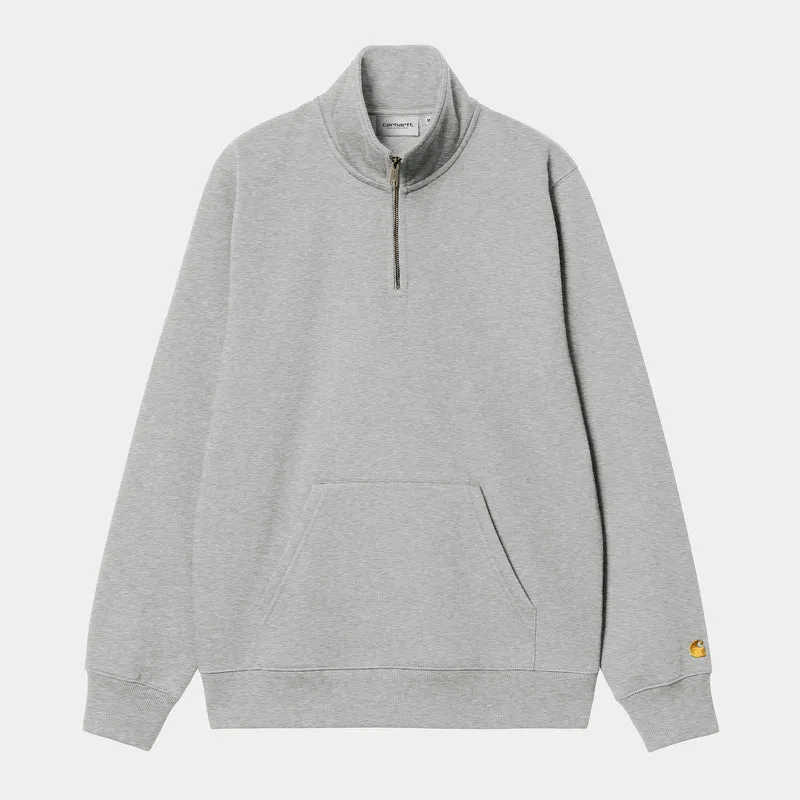 Carhartt WIP Herr Chase Neck Zip Sweat Top - Grå Heather