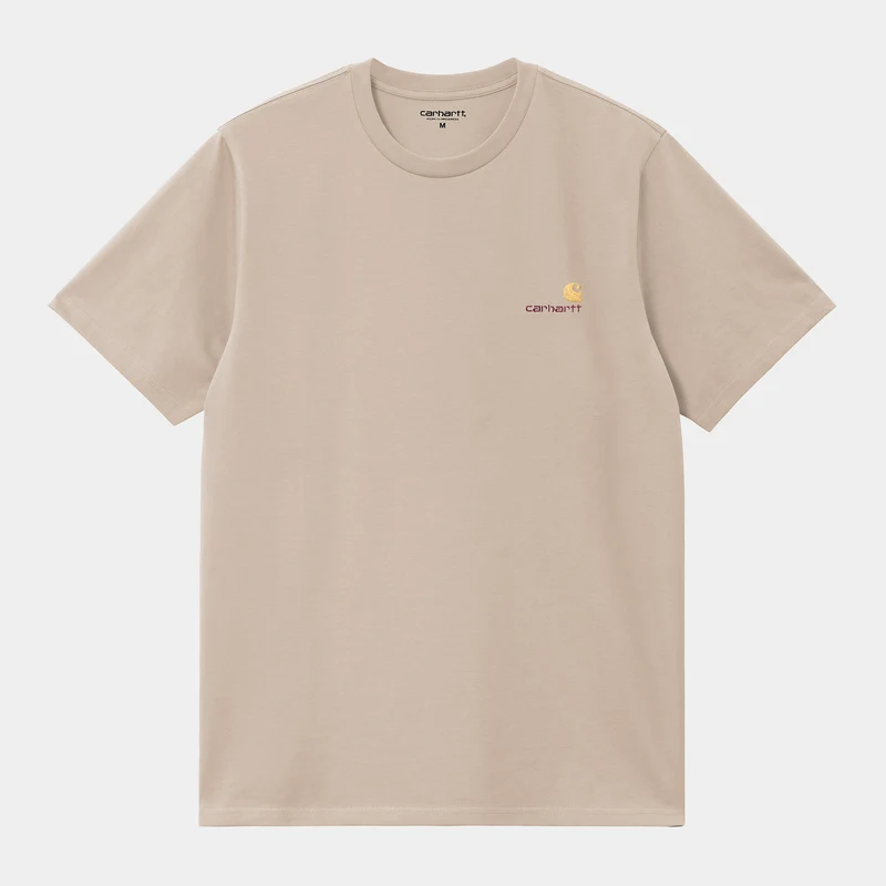 Carhartt WIP Herr Kortärmad American Script T-shirt - Fleur De Sel