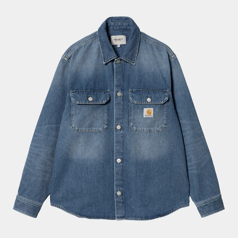 Carhartt WIP Herr Harvey Shirt Jacka - Blå Mörk Begagnad Wash