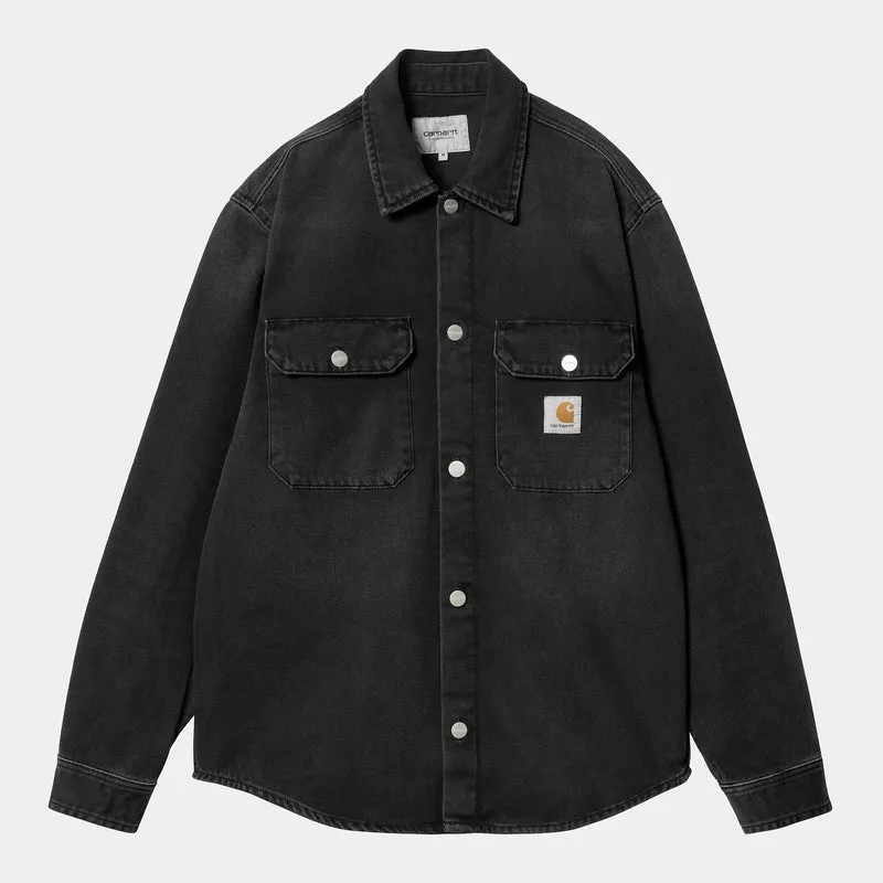 Carhartt WIP Herr Harvey Shirt Jacka - Svart Mörk Begagnad Wash
