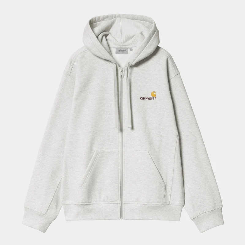 Carhartt WIP Herr American Script Jacka med huva och dragkedja framtill - Ash Heather