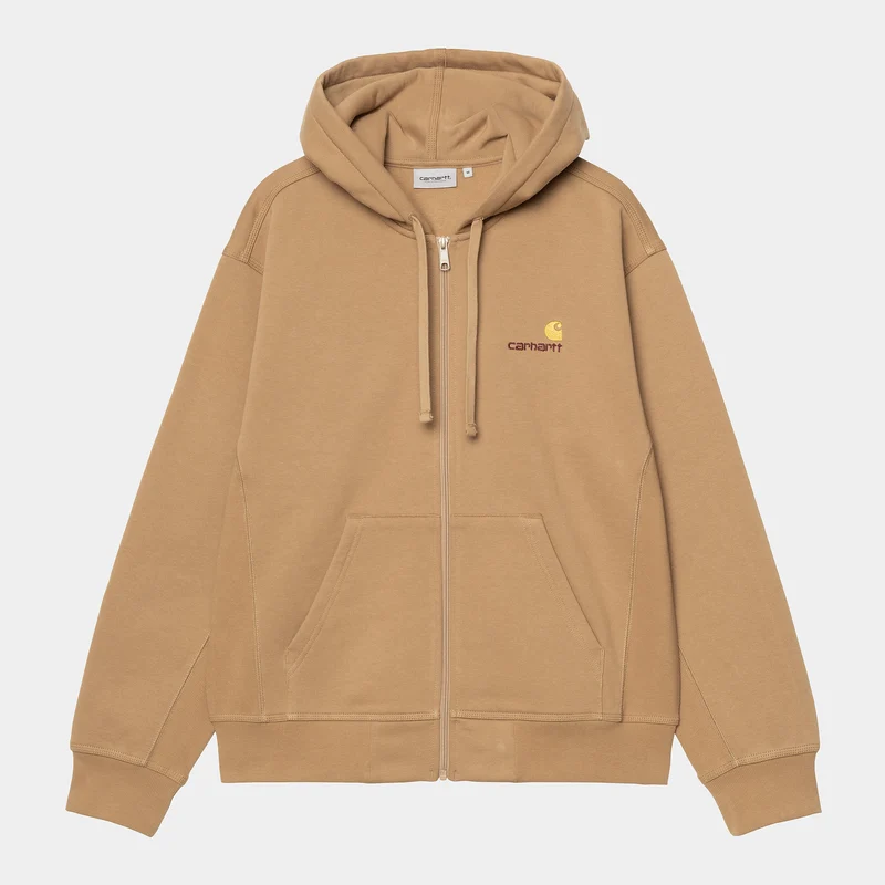 Carhartt WIP Herr American Script Jacka med huva och dragkedja framtill - Jordnöt