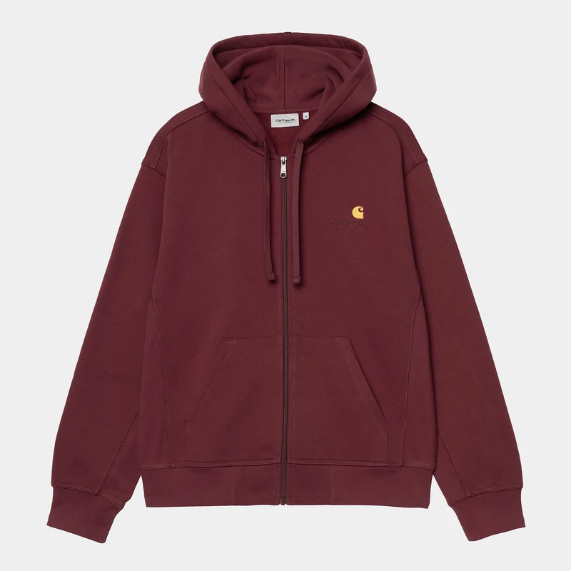 Carhartt WIP Herr American Script Jacka med huva och dragkedja framtill - Malbec
