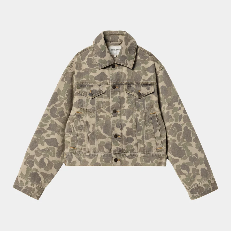 Carhartt WIP Damjacka Duck Orell | Camo Duck Svart Blekt