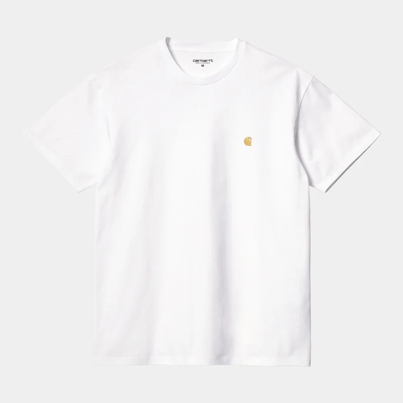 Carhartt WIP Chase kortärmad t-shirt för män - vit / guld