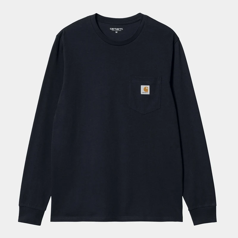 Carhartt WIP Långärmad fick-T-shirt för män - mörk marinblå
