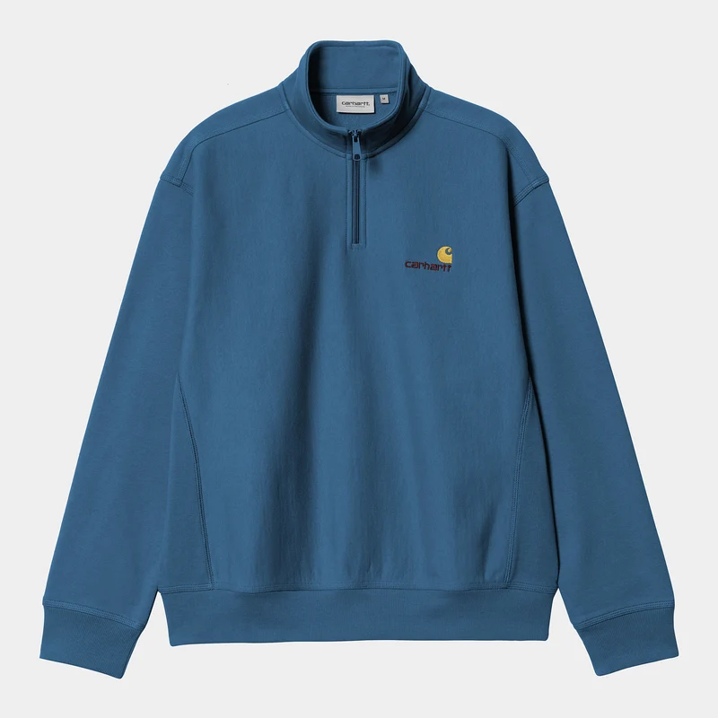 Carhartt WIP Herr Halv dragkedja American Script Träningstopp - Sodalit