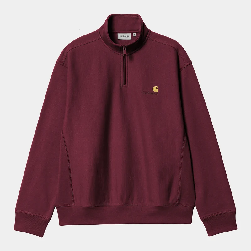 Carhartt WIP Herr Halv dragkedja American Script Träningstopp - Malbec