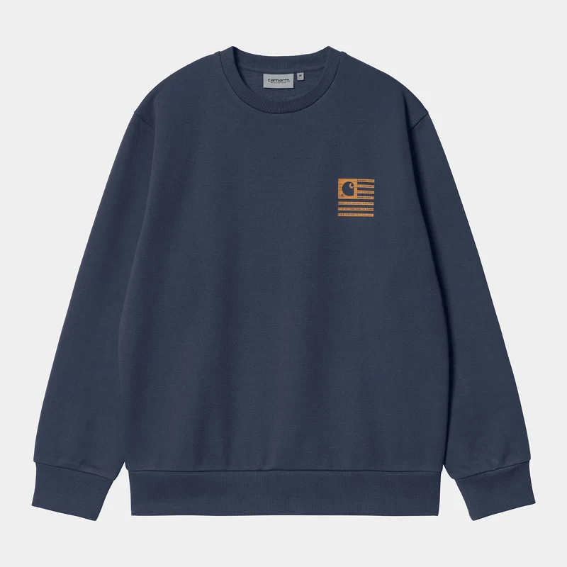 Carhartt WIP Män Label State Flag Sweat Top - Enzian / Ochre