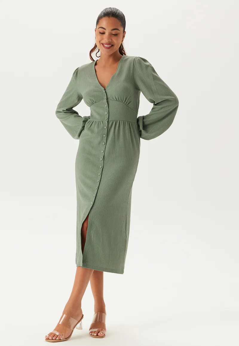 Structure Button Midi Dress