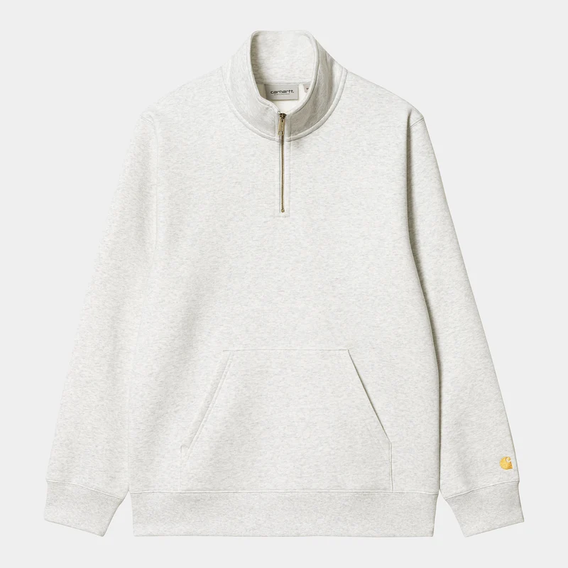 Carhartt WIP Herr Chase Zip Sweat Top - Ash Heather / Gold