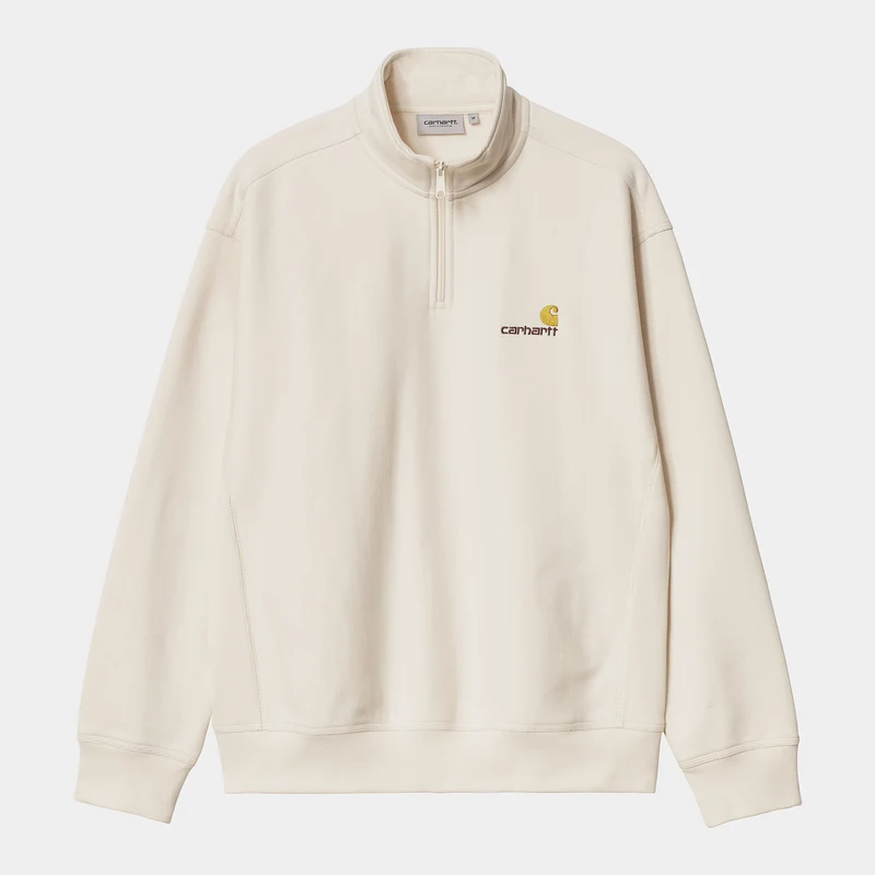 Carhartt WIP Herr Halv dragkedja American Script Träningstopp - Naturfärgad