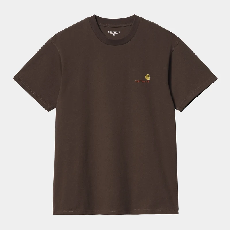 Carhartt WIP Herr Kortärmad American Script T-shirt - Tobak