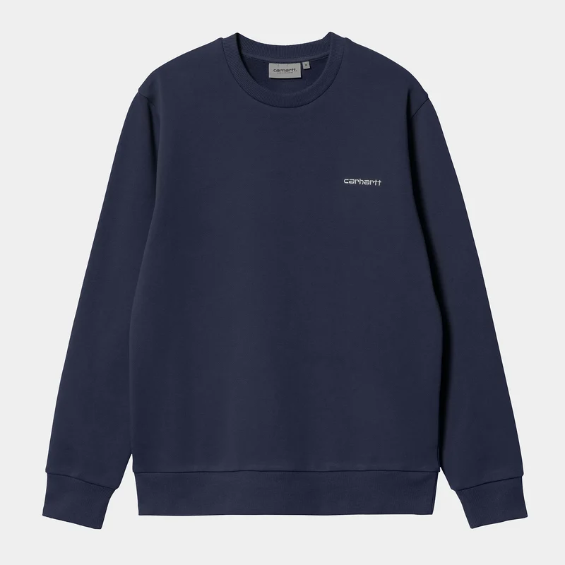 Carhartt WIP Man Script Broderi Sweat Top - Blå / Vit