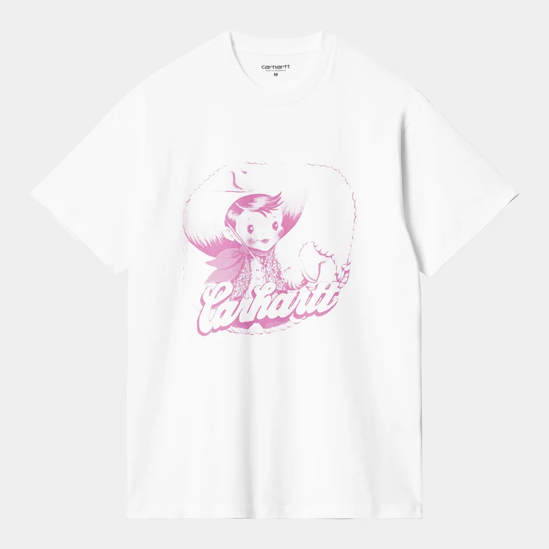 Carhartt WIP Buddy kortärmad ekologisk T-shirt för män - Vit/rosa