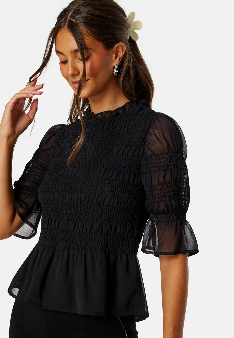Frill Neck Smock Blouse