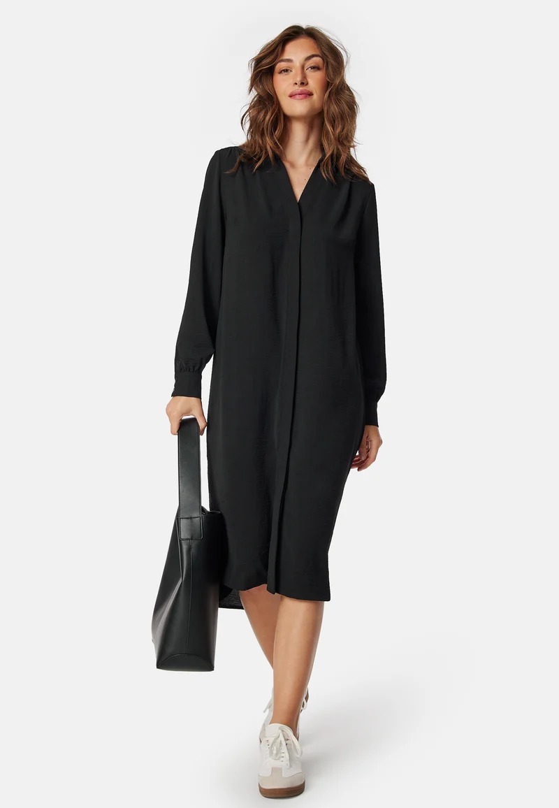 Hidden Button Shirt Dress