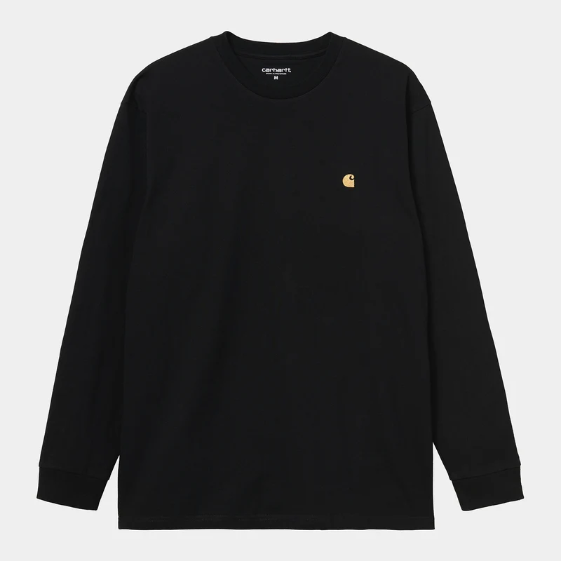 Carhartt WIP Chase långärmad t-shirt för män - svart / guld