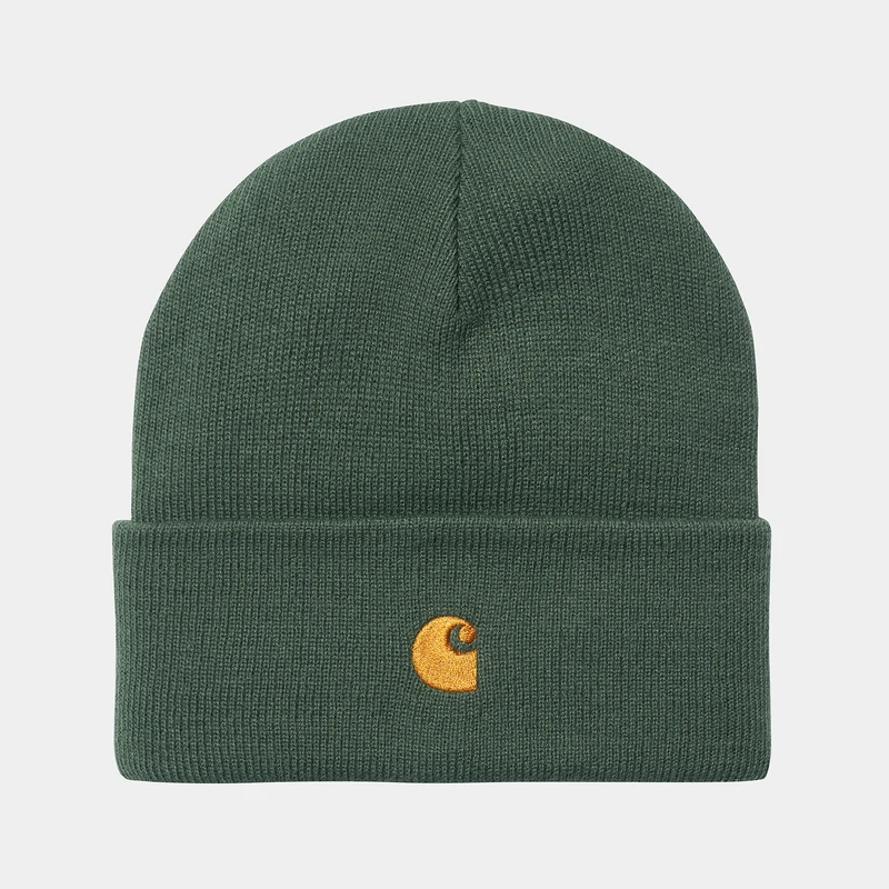 Carhartt WIP Unisex Chase Beanie - Hemlock Grön / Guld