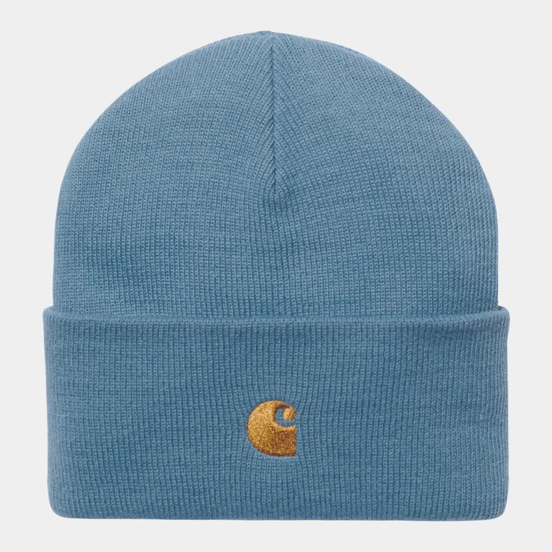 Carhartt WIP Unisex Chase Beanie - Icy Water / Guld
