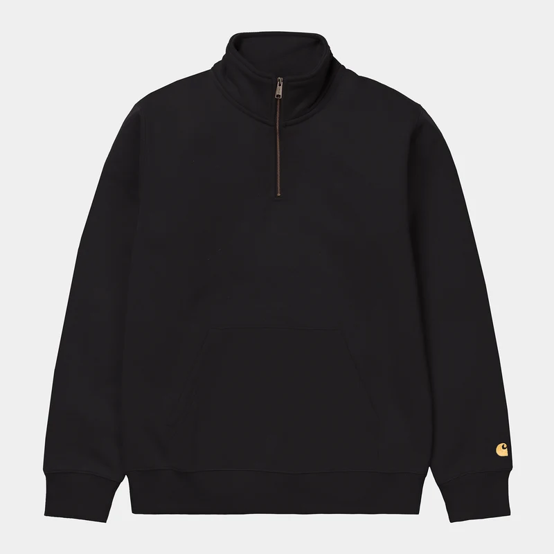 Carhartt WIP Chase Half Zip Sweatshirt för män - Svart / Guld