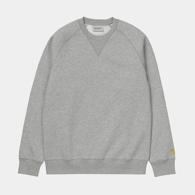 Carhartt WIP Herr Chase Sweat Top - Grå Ljung / Guld