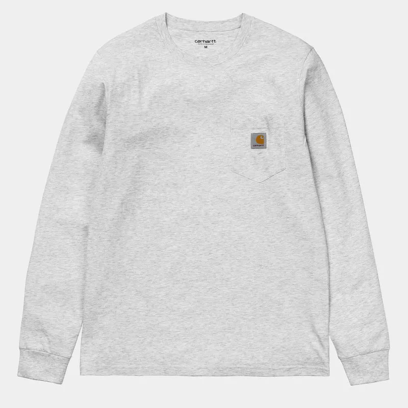 Carhartt WIP Långärmad Pocket T-shirt för män - Ash Heather