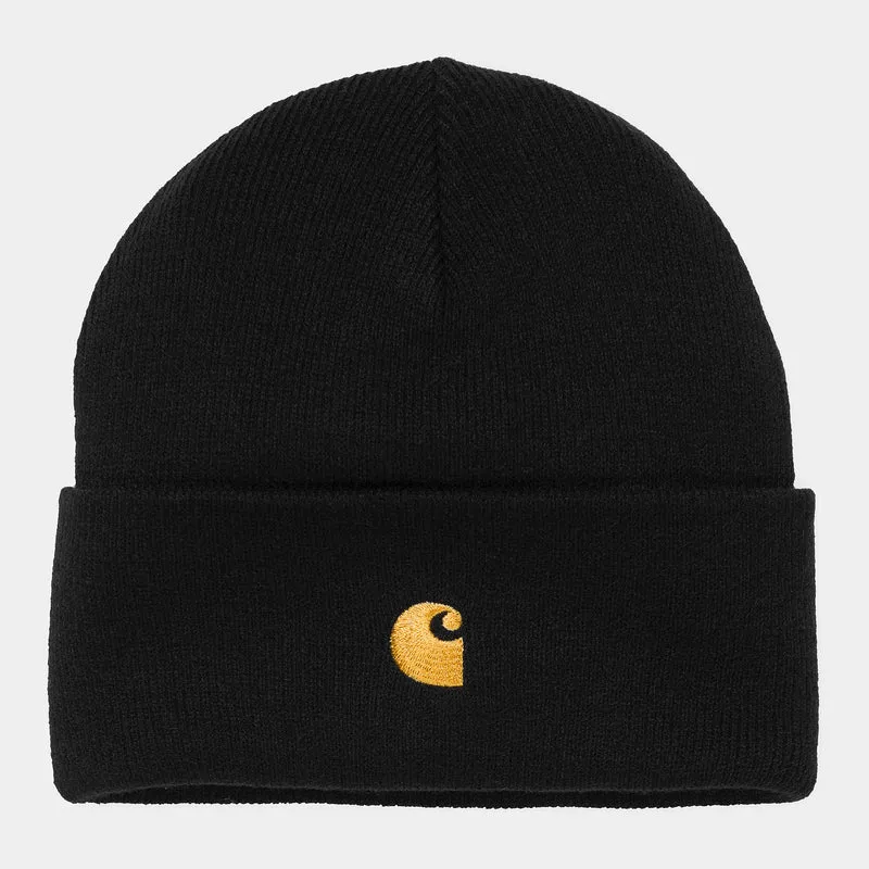 Carhartt WIP Unisex Chase Beanie - Svart / Guld