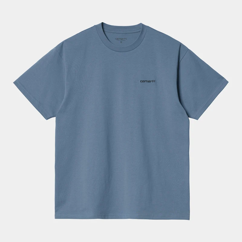 Carhartt WIP Kortärmad Script Broderi T-shirt för män - Icesheet / Svart