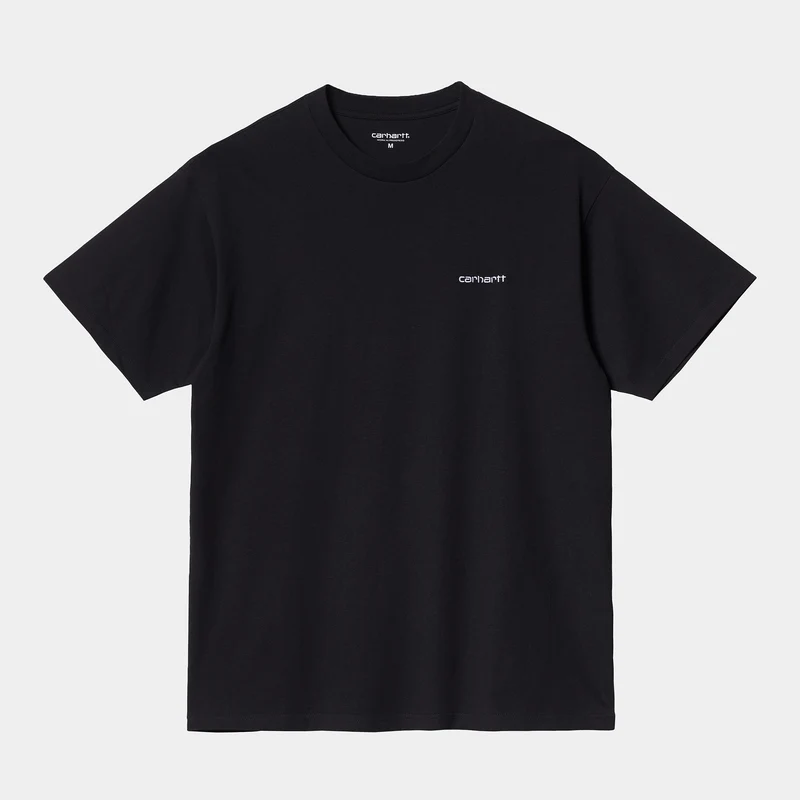Carhartt WIP Kortärmad Script Broderi T-shirt för män - Svart / Vit