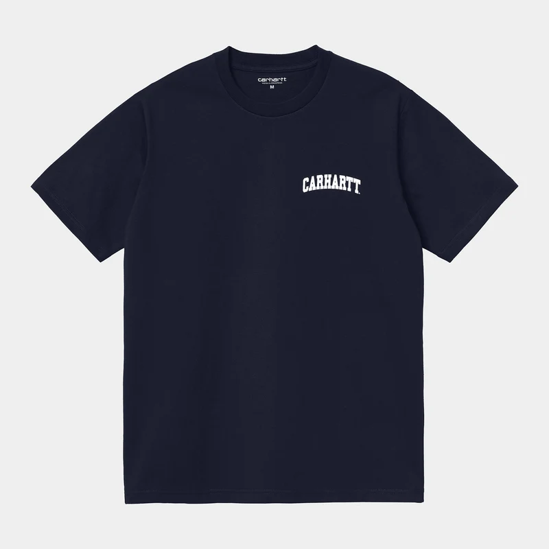 Carhartt WIP Kortärmad University Script T-shirt för män - Marinblå