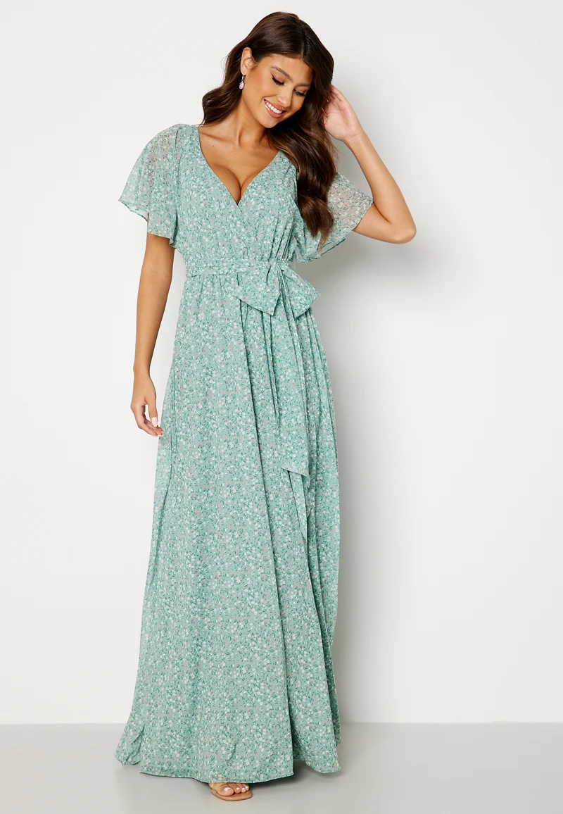 Ditsy Flutter Sleeve Maxi Dress