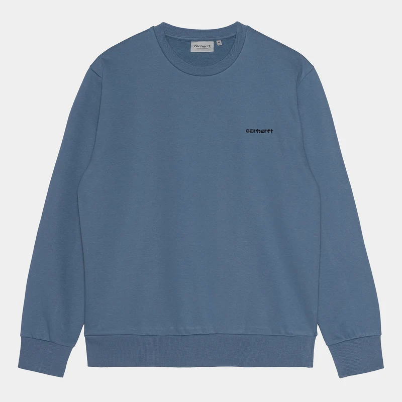Carhartt WIP Man Script Broderitröja - Icesheet / Svart