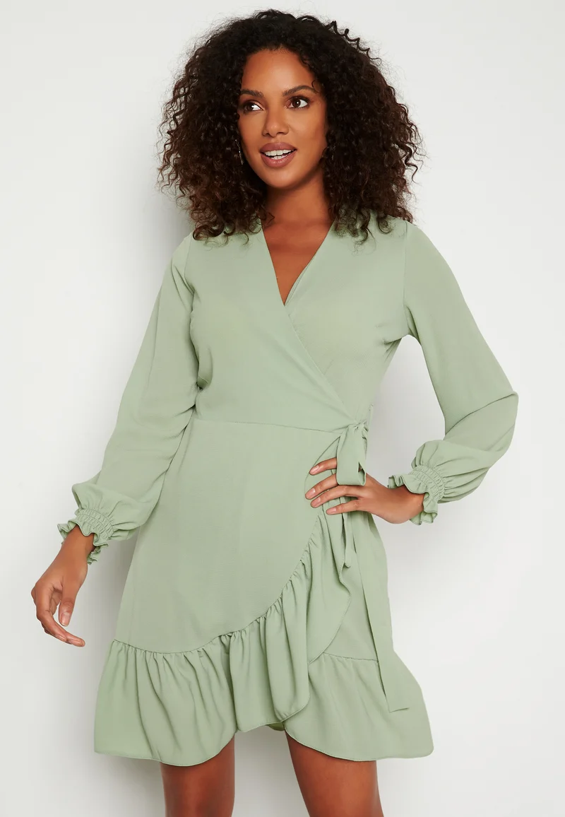 Frilly Wrap Mini Dress