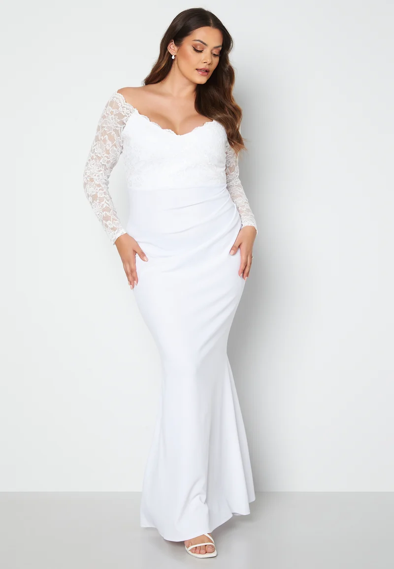 Long Sleeve Lace Trim Maxi Dress