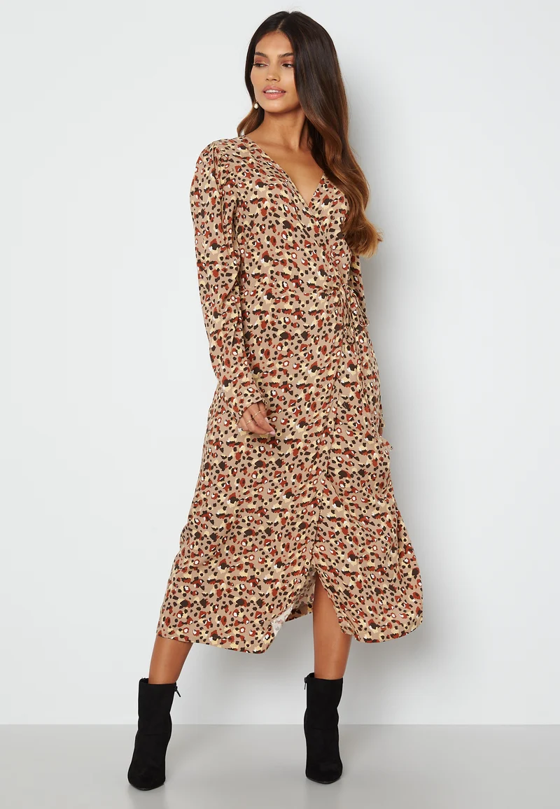 Carly LS Wrap Midi Dress