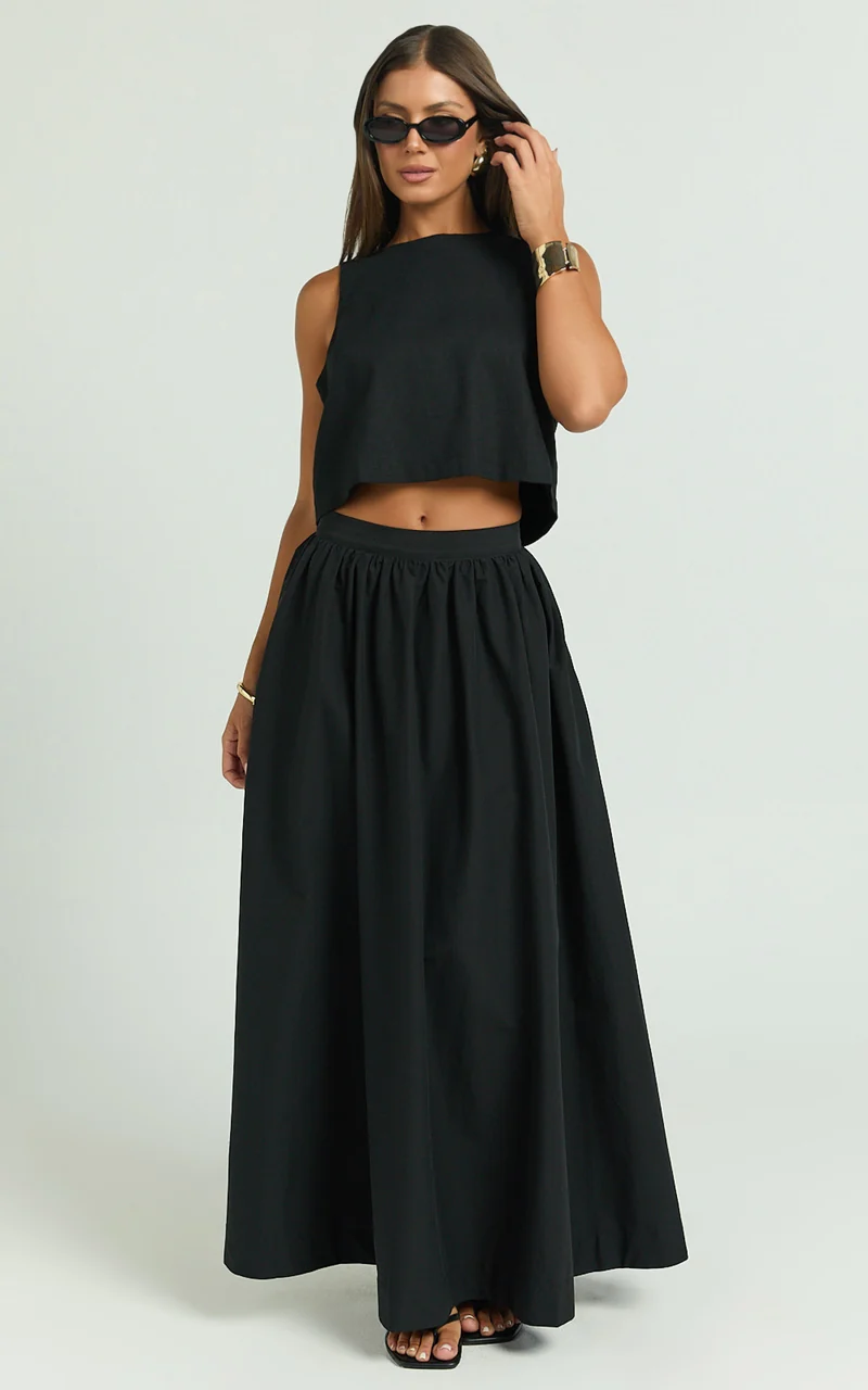 Preston Maxi Skirt - Full Aline Skirt in Black