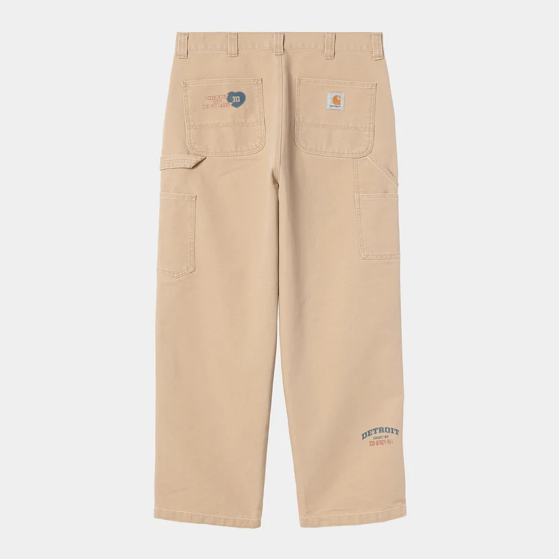 Carhartt WIP Herr OG Single Knee Byxor med grafiskt tryck | Dusty Hamilton Brown Heavy Stone Wash